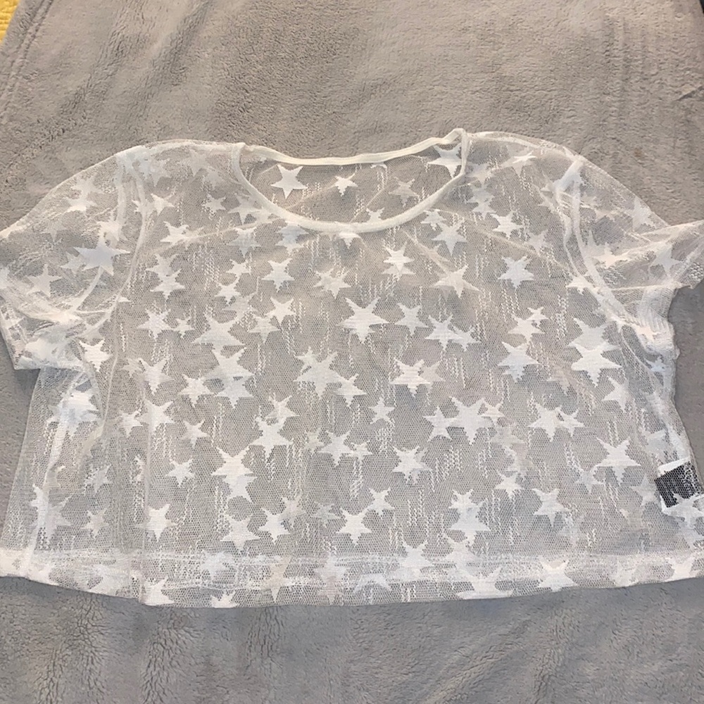 White SHEIN star transparent tshirt